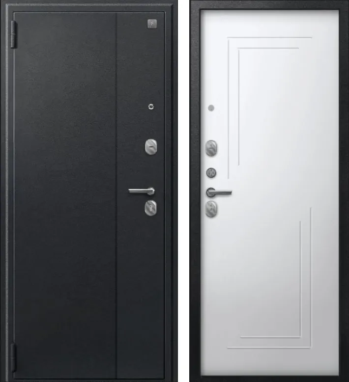 Дверь A-06 черный сатин - кашемир белый DIS007336
